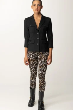 Elisabetta Franchi Leggings Animalier con Fascione LogatoANIMALIER