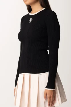 Elisabetta Franchi Maglia In Viscosa con Logo CollegeNERO/BURRO
