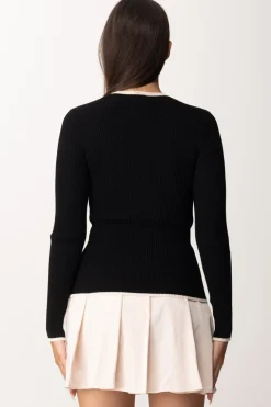 Elisabetta Franchi Maglia In Viscosa con Logo CollegeNERO/BURRO