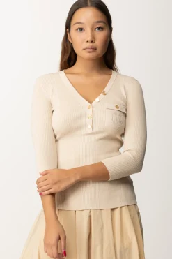 Elisabetta Franchi Maglia Scollo a V con Ricamo LogoLATTICE