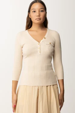 Elisabetta Franchi Maglia Scollo a V con Ricamo LogoLATTICE
