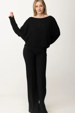 Elisabetta Franchi Maglia con Ricamo Reserved In TintaNERO