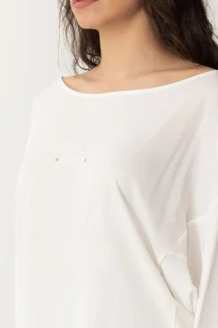 Elisabetta Franchi Maglia con Ricamo Reserved In TintaAVORIO