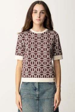 Elisabetta Franchi Maglia Logata a ContrastoROUGE NOIR/BURRO