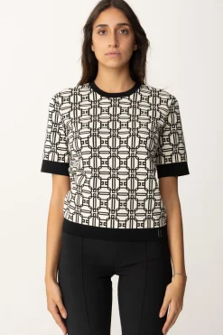 Elisabetta Franchi Maglia Logata a ContrastoBURRO/NERO