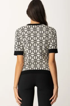 Elisabetta Franchi Maglia Logata a ContrastoBURRO/NERO