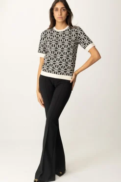 Elisabetta Franchi Maglia Logata a ContrastoNERO/BURRO