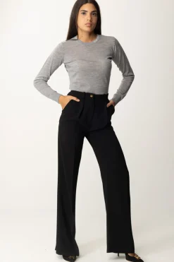 Elisabetta Franchi Maglia In Lana Merino con Colletto LogatoGRIGIO MELANGE