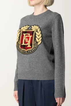 Elisabetta Franchi Maglioncino con Maxi Patch LogoGRIGIO MELANGE