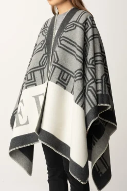 Elisabetta Franchi Mantella In Lana con LetteringPERLA/STEEL