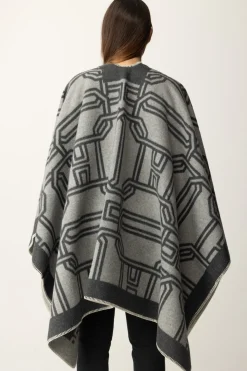 Elisabetta Franchi Mantella In Lana con LetteringPERLA/STEEL