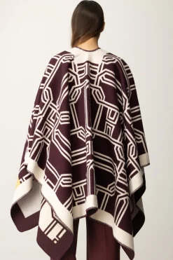 Elisabetta Franchi Mantella In Lana con LetteringROUGE NOIR/MIMOSA