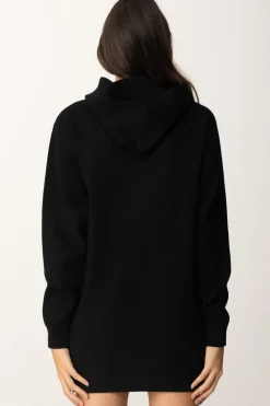 Elisabetta Franchi Mini Abito a Felpa con CappuccioNERO