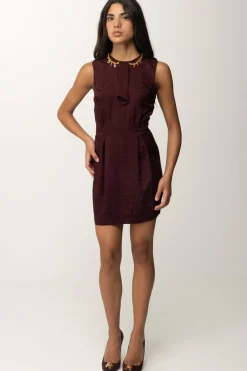 Elisabetta Franchi Mini Abito In Crepe con CharmsROUGE NOIR