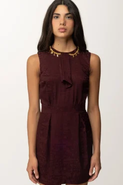 Elisabetta Franchi Mini Abito In Crepe con CharmsROUGE NOIR