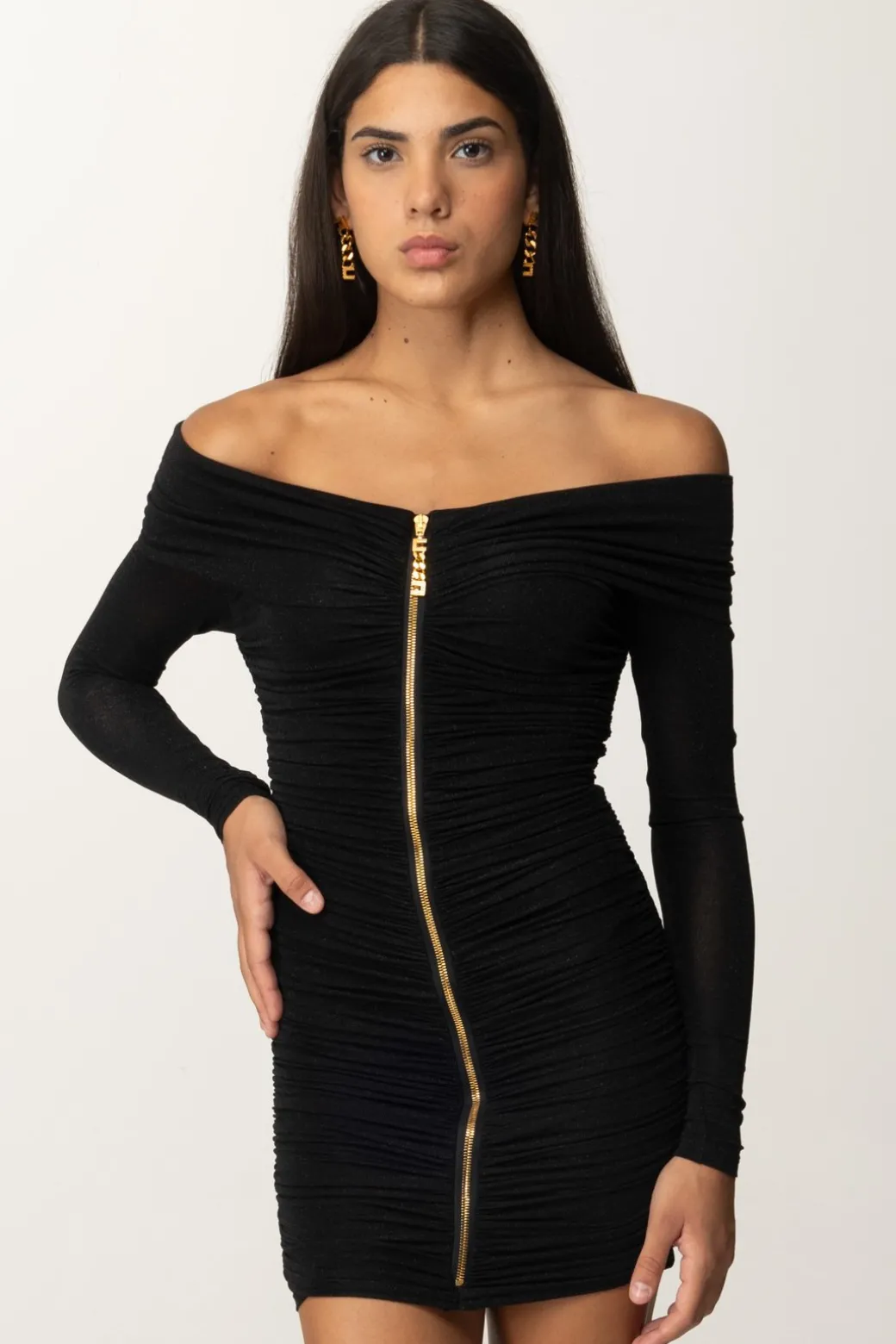 Elisabetta Franchi Mini Abito Lurex con ZipNERO