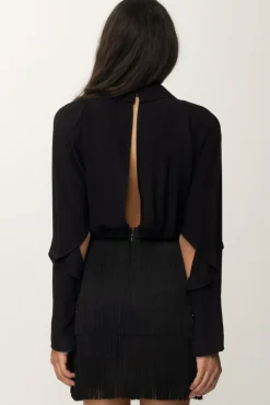 Elisabetta Franchi Mini Abito con Frange e Cintura con CharmsNERO