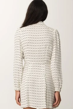 Elisabetta Franchi Mini Abito In Georgette con Foulard e Stampa RombiBURRO/NERO