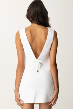 Elisabetta Franchi Mini Abito a Sacchetto con FiocchettoAVORIO