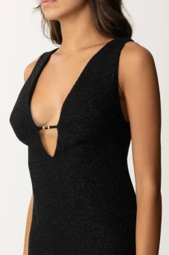 Elisabetta Franchi Mini Abito In Tweed SmanicatoNERO