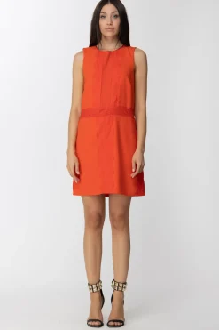 Elisabetta Franchi Mini Abito Smanicato con Trasparenze e PizzoLACCA