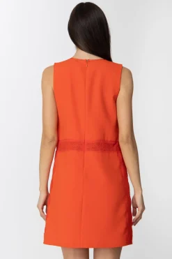 Elisabetta Franchi Mini Abito Smanicato con Trasparenze e PizzoLACCA