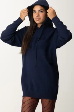 Elisabetta Franchi Mini Abito a Felpa con CappuccioNAVY