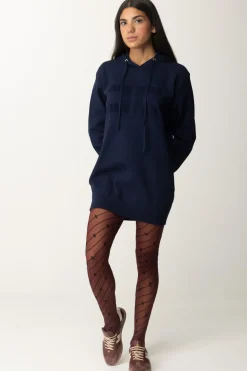 Elisabetta Franchi Mini Abito a Felpa con CappuccioNAVY