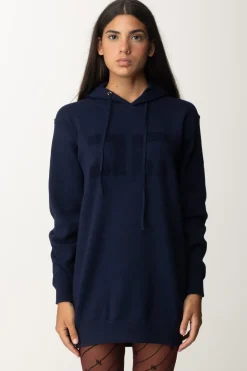 Elisabetta Franchi Mini Abito a Felpa con CappuccioNAVY