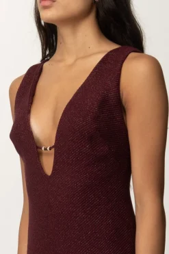 Elisabetta Franchi Mini Abito In Tweed SmanicatoROUGE NOIR