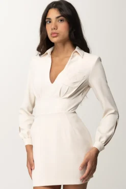 Elisabetta Franchi Mini Abito In Crepe con Ricamo StemmaBURRO