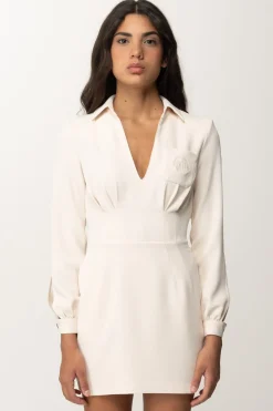 Elisabetta Franchi Mini Abito In Crepe con Ricamo StemmaBURRO