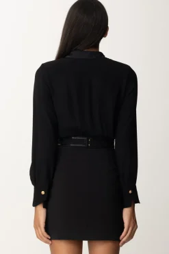 Elisabetta Franchi Mini Abito Camicia con TasconiNERO