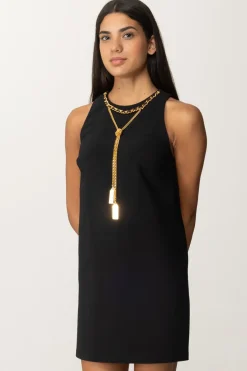 Elisabetta Franchi Mini Abito a Sacchetto con CollanaNERO