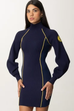 Elisabetta Franchi Mini Abito In Maglia con Piping a ContrastoNAVY/MIMOSA