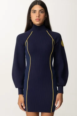 Elisabetta Franchi Mini Abito In Maglia con Piping a ContrastoNAVY/MIMOSA