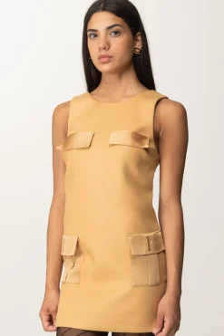 Elisabetta Franchi Mini Abito a Sacchetto con TasconiBRONZE