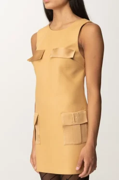 Elisabetta Franchi Mini Abito a Sacchetto con TasconiBRONZE