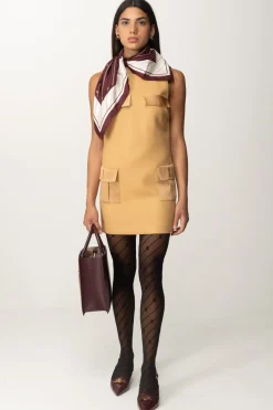 Elisabetta Franchi Mini Abito a Sacchetto con TasconiBRONZE