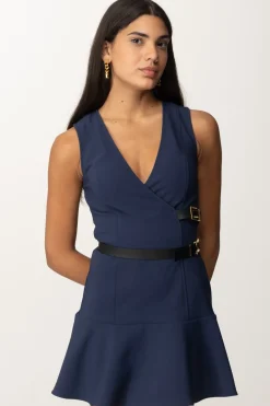 Elisabetta Franchi Mini Abito Stretch con CinturiniNAVY