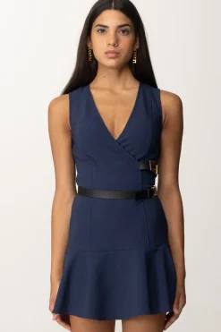 Elisabetta Franchi Mini Abito Stretch con CinturiniNAVY