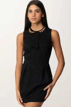 Elisabetta Franchi Mini Abito In Crepe con CharmsNERO