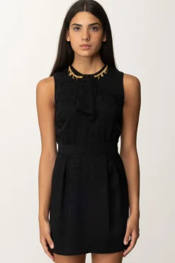 Elisabetta Franchi Mini Abito In Crepe con CharmsNERO