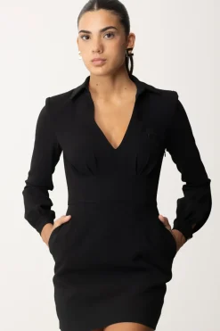 Elisabetta Franchi Mini Abito In Crepe con Ricamo StemmaNERO