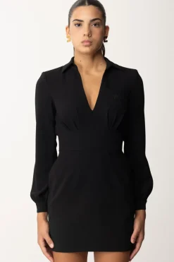 Elisabetta Franchi Mini Abito In Crepe con Ricamo StemmaNERO