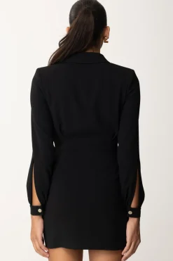 Elisabetta Franchi Mini Abito In Crepe con Ricamo StemmaNERO