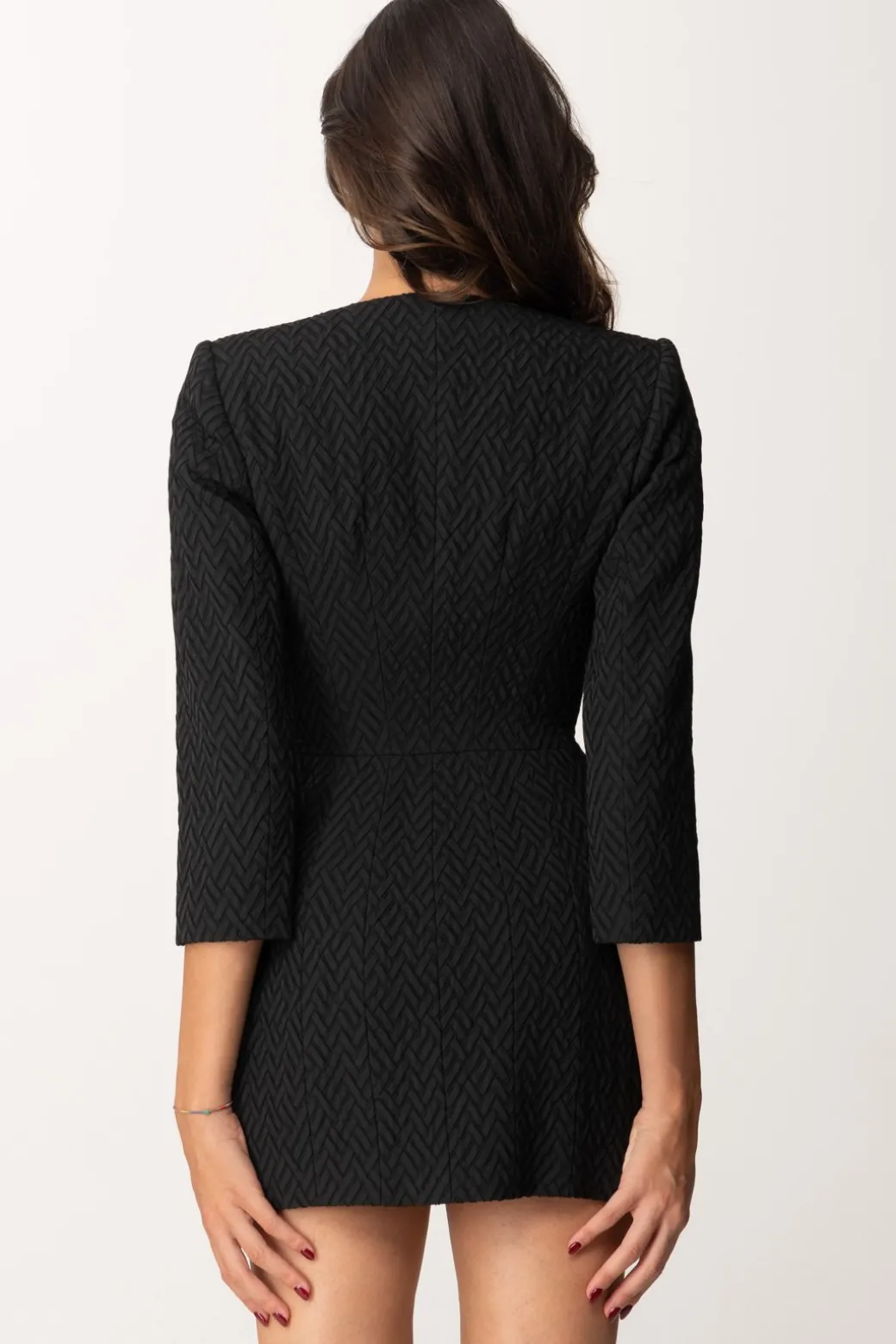 Elisabetta Franchi Mini Abito In Tweed a Resca con ZipNERO