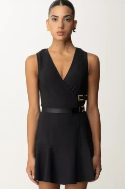 Elisabetta Franchi Mini Abito Stretch con CinturiniNERO