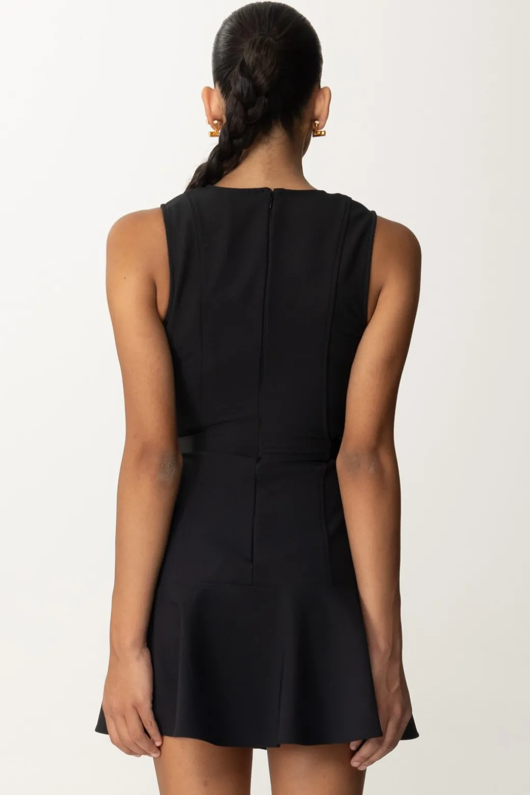 Elisabetta Franchi Mini Abito Stretch con CinturiniNERO