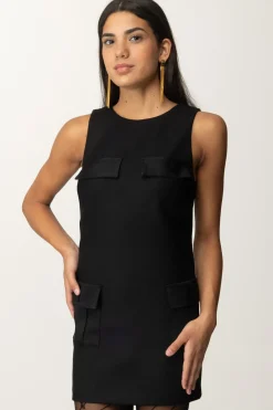 Elisabetta Franchi Mini Abito a Sacchetto con TasconiNERO